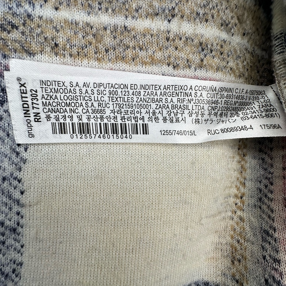 ZARA Plaid Oversized Pink Tan and Blue Shacket Size Large - Picture 6 of 10